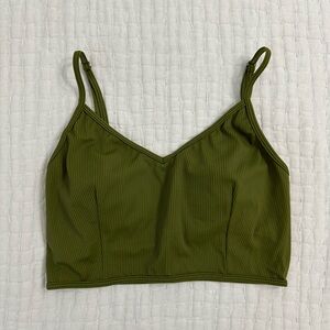 Kortni Jeane Ribbed Olive VD Crop Top - Medium
